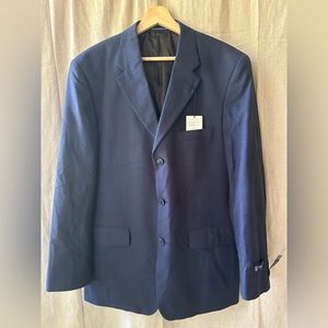 Mens Stafford Classic Fit Sport Coat 3 Button | Blue Black Grid | 40R